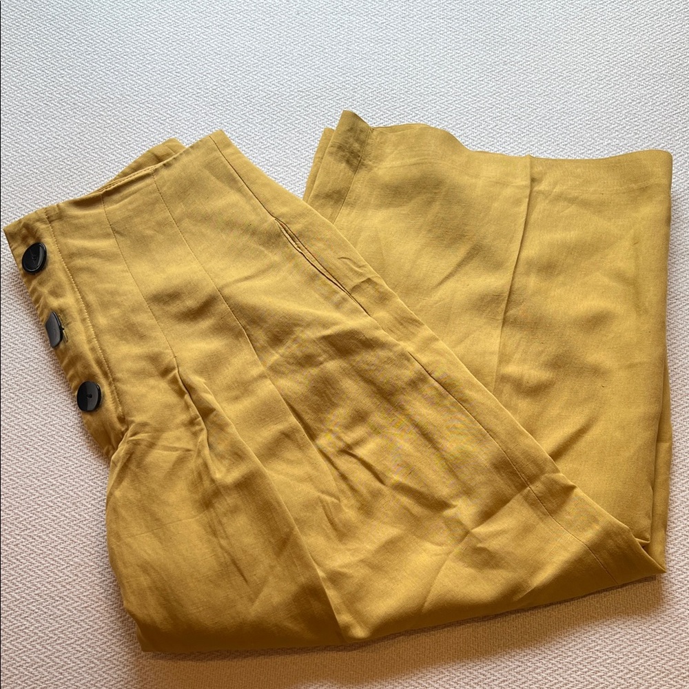 Zara Women's Mustard Chinos with Button Detail
